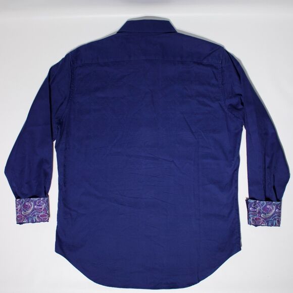 Robert Graham Classic Fit Long Sleeve Shirt Dark Blue Floral Check Men Size L - Picture 2 of 12